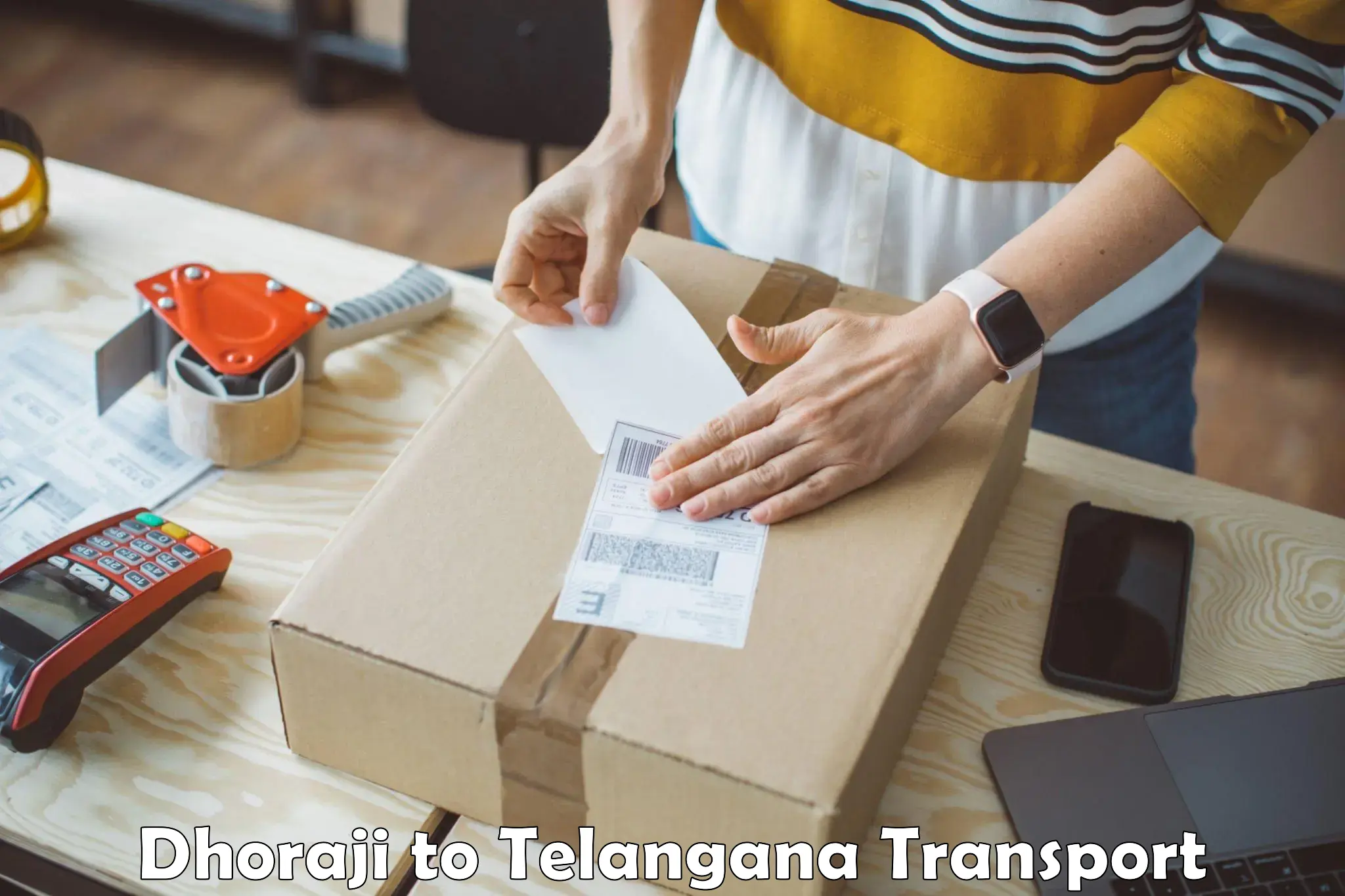 Nearest transport service in Dhoraji to Telangana